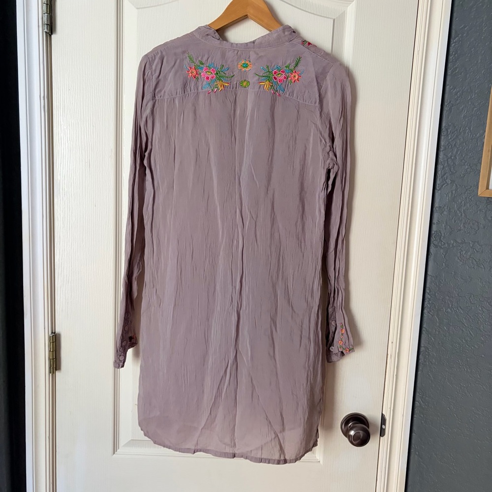 Johnny Was Light Lavender Long sleeve Embroidered Top Tunic, S - Picture 4 of 14